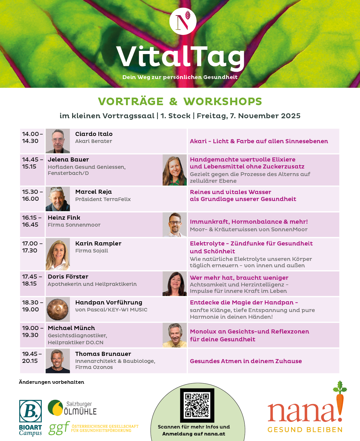 Vitaltag Vorträge Seite 2 Stand 30.10. Vitaltag Vorträge Seite 2 Stand 30.10.